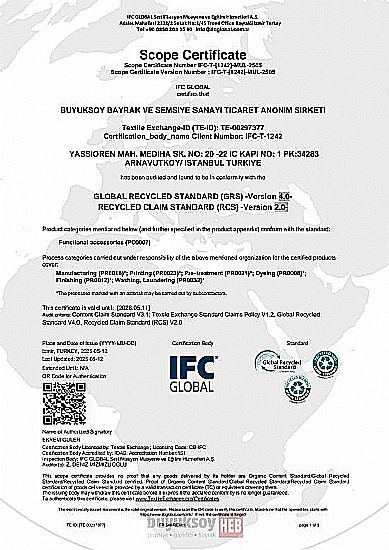  | Kalite Sertifikalarımız | Büyüksoy | Şemsiye, Gazebo, Bayrak